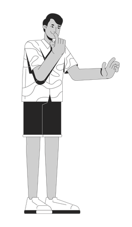 Nachdenklicher indischer Mann im lässigen Sommeroutfit  Illustration