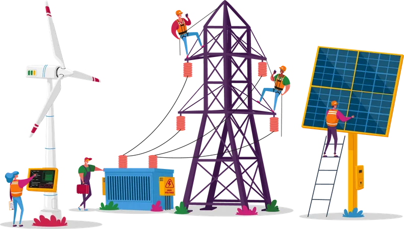 Nachhaltige Entwicklung grüner Energie  Illustration