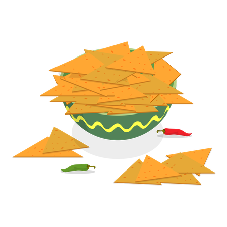 Nachos with dip  Illustration