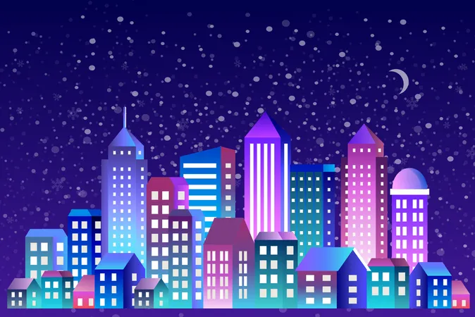 Nachtszene der Stadt  Illustration