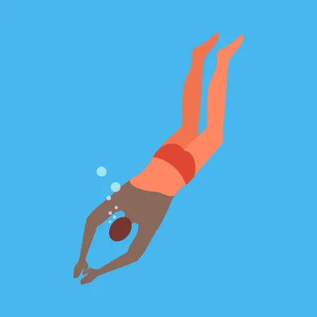 Nadador masculino debaixo d'água  Ilustração