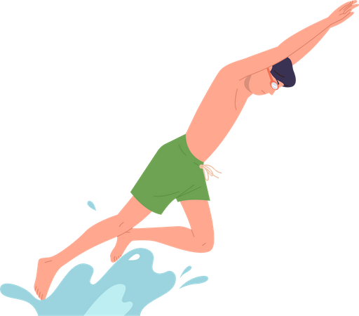 Nadador pulando na água  Ilustração