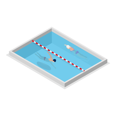 Nadadores de piscina  Ilustração