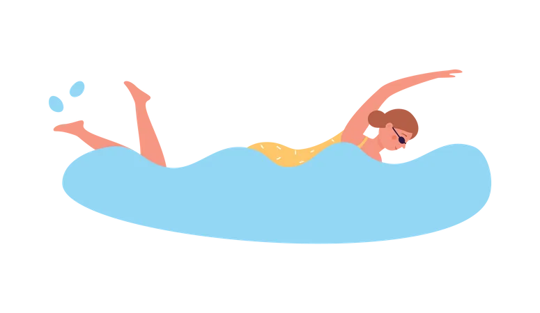 Nadando en el agua  Ilustración