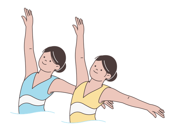 Nageuse synchronisée nageant dans l'eau  Illustration