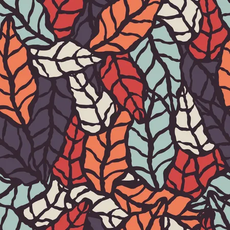 Nahtloses Muster mit handgezeichneten natürlichen Blättern  Illustration