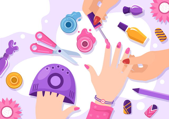 Nail art procedure  Illustration