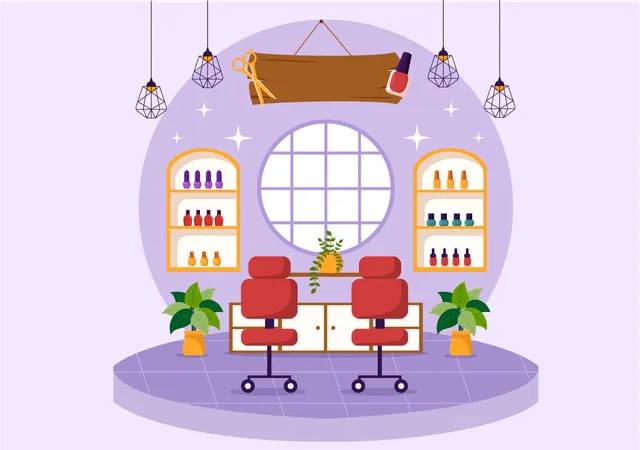 Nail Polish Salon Vector Illustration With Receiving Of Manicure Or Pedicure With Tools And Accessories To A Young Girl Concept In Flat Background Illustration