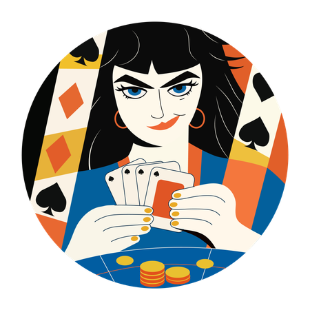 Naipes, juegos de azar, personajes, póquer, casino,  Illustration