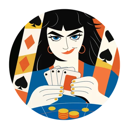 Naipes, juegos de azar, personajes, póquer, casino,  Illustration