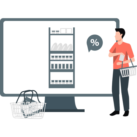 Nan fait du shopping en ligne  Illustration