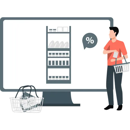 Nan fait du shopping en ligne  Illustration