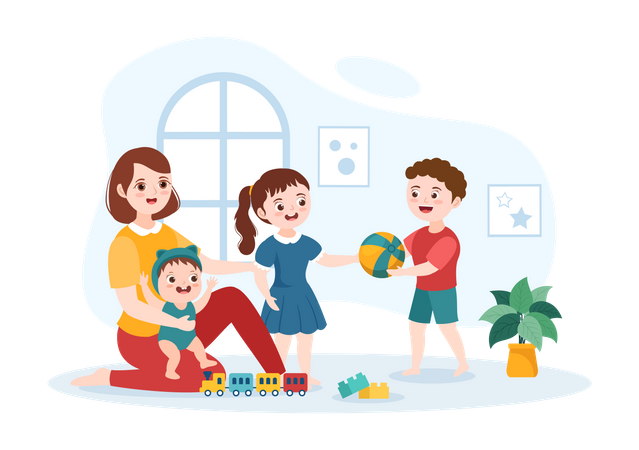 Nanny Services to Care Illustration