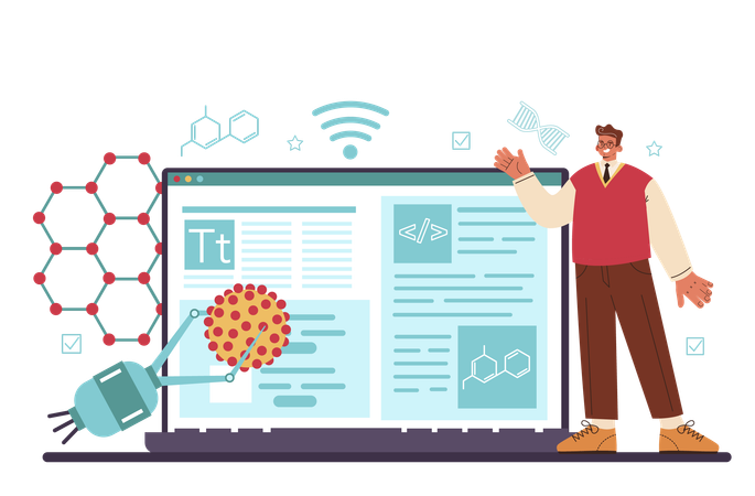 Nano engineering doing science work  Illustration