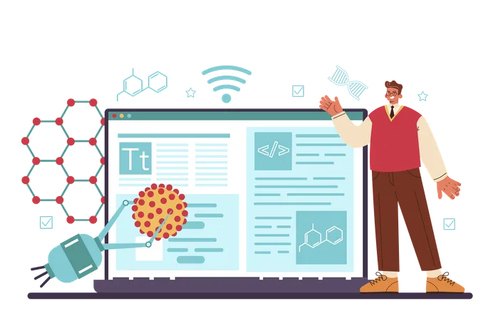 Nano engineering doing science work  Illustration