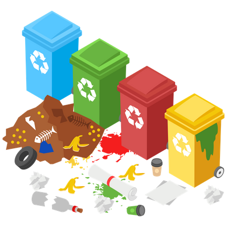 Não há uso de lixeiras recicláveis  Ilustração