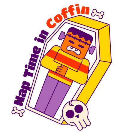 Nap time in coffin  Illustration