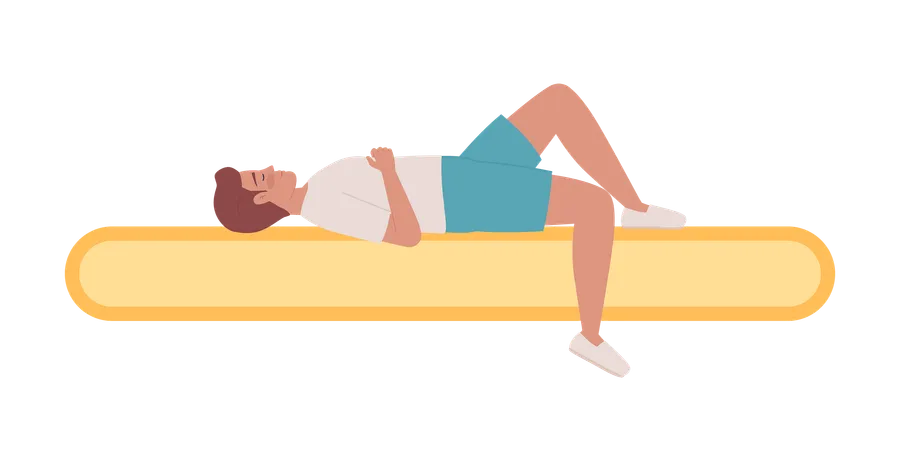 Napping man lying on loading bar  Illustration