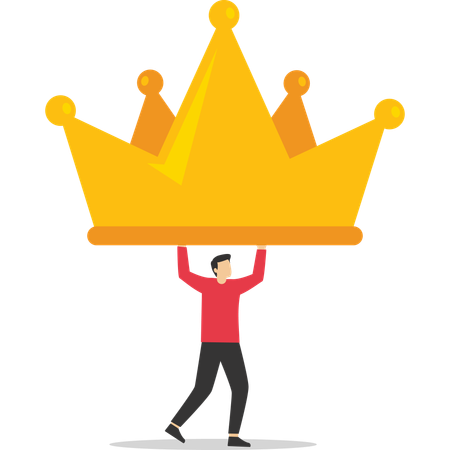 Narcissism businessman admire himself and proud of his crown  Illustration