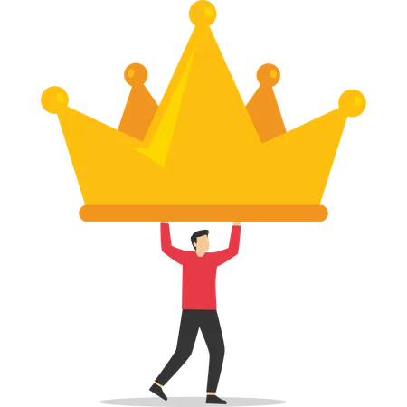 Narcissism businessman admire himself and proud of his crown  Illustration