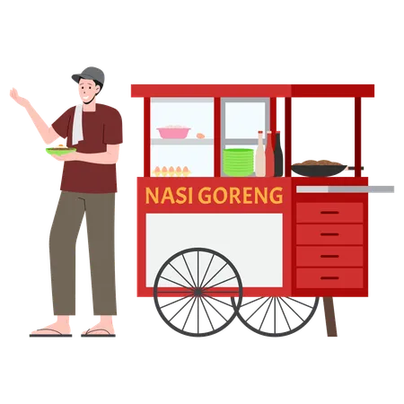 Nasi Goreng Street Vendor  Illustration