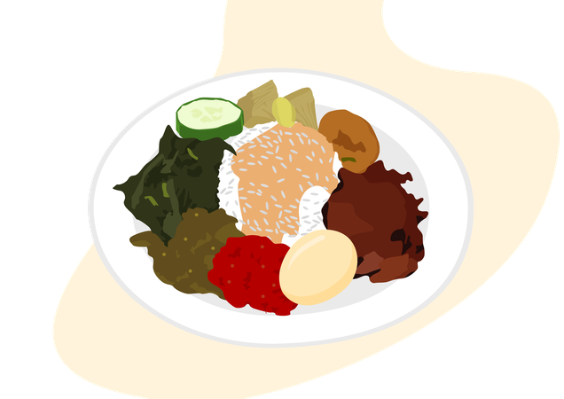 Nasi Padang rendang d'Indonésie  Illustration