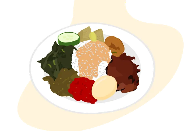 Nasi Padang rendang d'Indonésie  Illustration