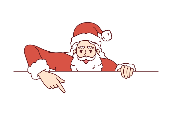 Papai Noel de Natal aponta o dedo  Ilustração