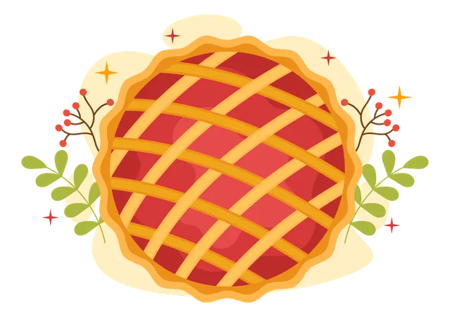 National Cherry Pie Day Vector Illustration On February 20 With Food Of Pastry Shells And Cherries Fillings In Flat Cartoon Background Design イラスト