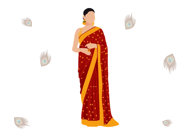 India Traditional Clothes Illustration Model 3 Illustration