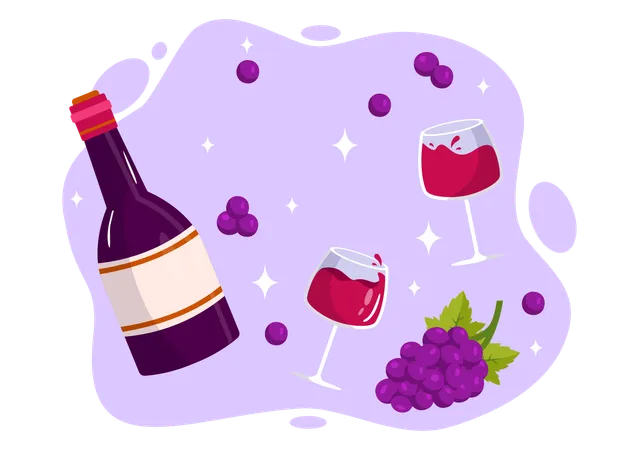 National Drink Wine Day  イラスト