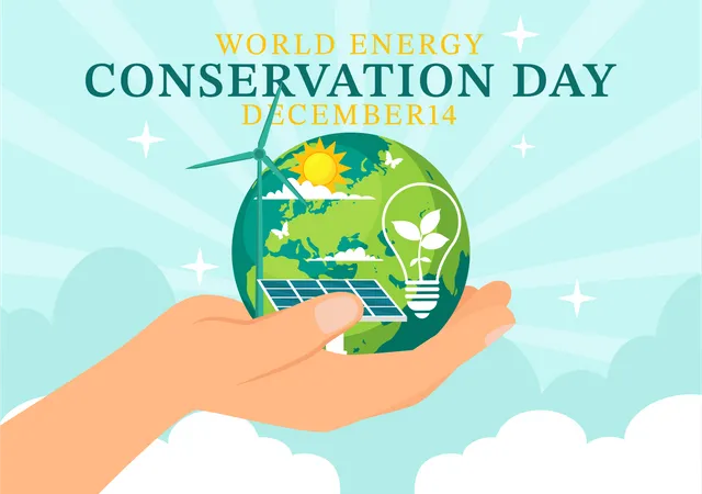 National Energy Conservation Day Vector Illustration On 14 December For Save The Planet And Green Eco Friendly With Lamp And Earth Background Design Illustration