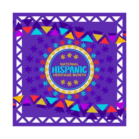 National Hispanic Heritage Month festival with floral ornaments  Illustration