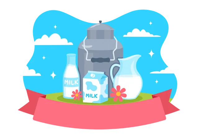 National Milk Day Vector Illustration On 11 January With Milks Drinks And Cow For Poster Or Landing Page In Holiday Celebration Cartoon Background Illustration