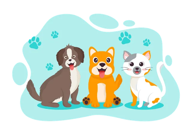 National Pet Day Vector Illustration On April 11 With Cute Pets Of Cats And Dogs For Celebrate Your Animal Companion In Flat Cartoon Background イラスト