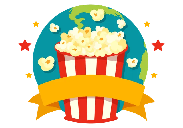 National Popcorn Day Vector Illustration On January 19th With A Big Box Popcorns To Poster Or Banner In Flat Cartoon Background Design イラスト