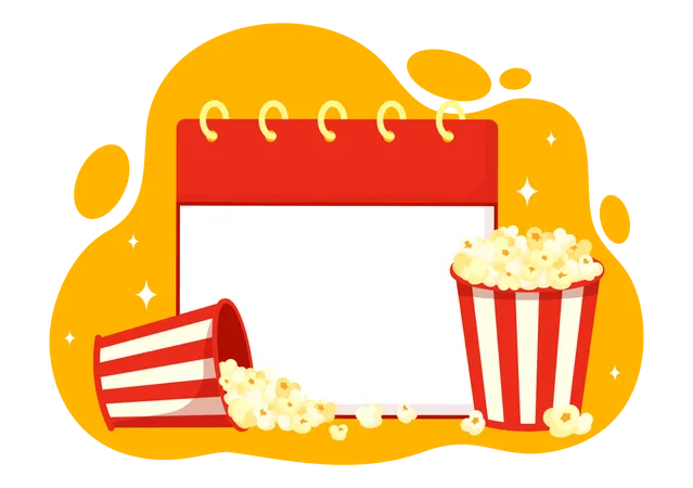 National Popcorn Day Vector Illustration On January 19th With A Big Box Popcorns To Poster Or Banner In Flat Cartoon Background Design イラスト