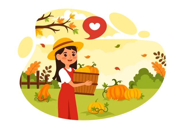 National Pumpkin Day Vector Illustration On 26 October With Cute Cartoon Style Pumpkin Character On Garden Background Hand Drawn Template Illustration