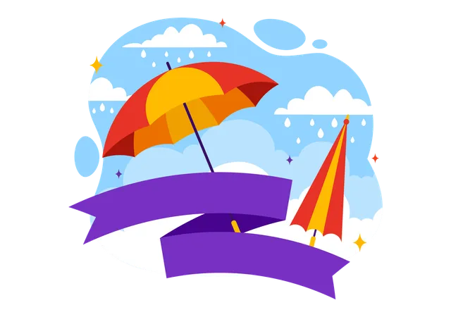 National Umbrella Day Vector Illustration On 10 February With Umbrellas At Rainy Weather Or Monsoon Season In Flat Cartoon Background Design Illustration