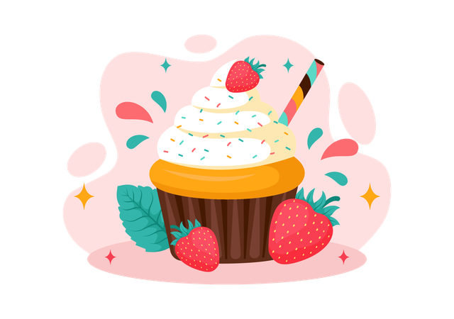 National Vanilla Cupcake Day  Illustration