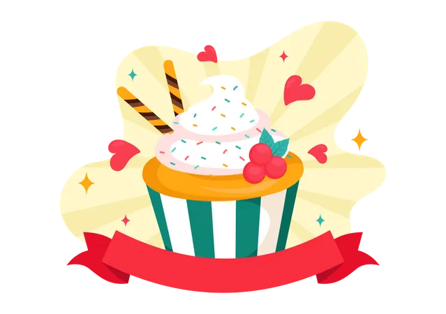 National Vanilla Cupcake Day  Illustration