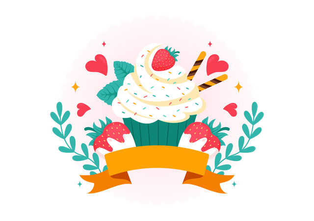 National Vanilla Cupcake Day  Illustration