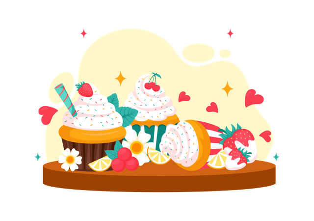 National Vanilla Cupcake Day  Illustration