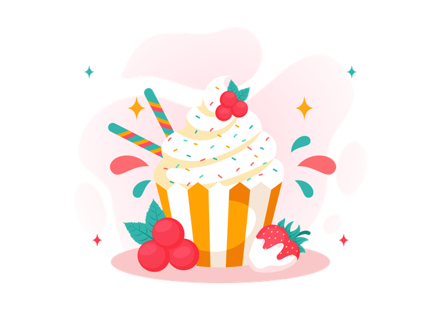 National Vanilla Cupcake Day  Illustration