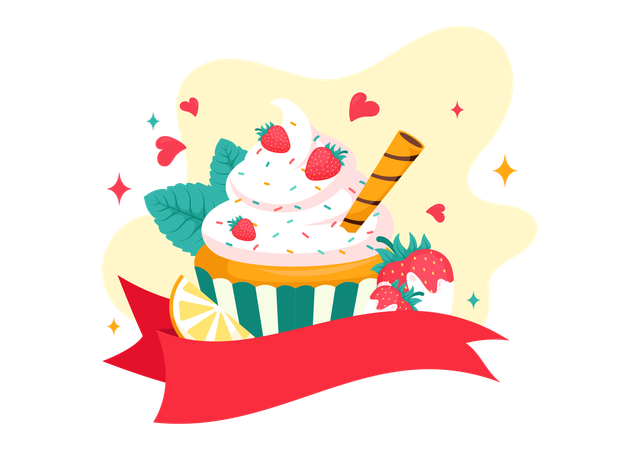 National Vanilla Cupcake Day  Illustration