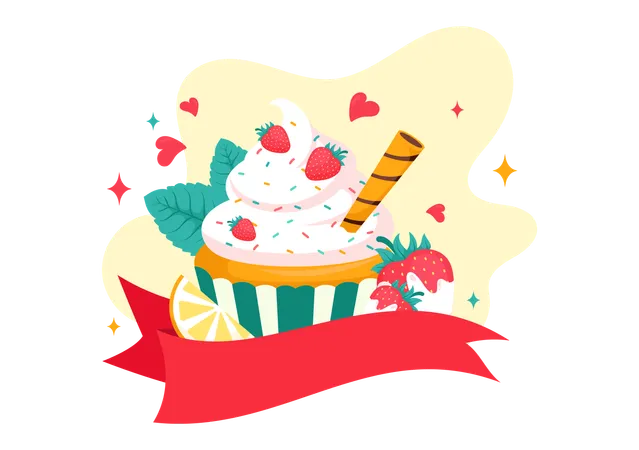 National Vanilla Cupcake Day  Illustration