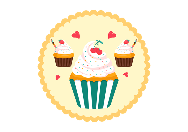 National Vanilla Cupcake Day  Illustration