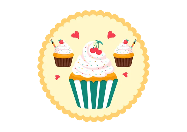 National Vanilla Cupcake Day  Illustration