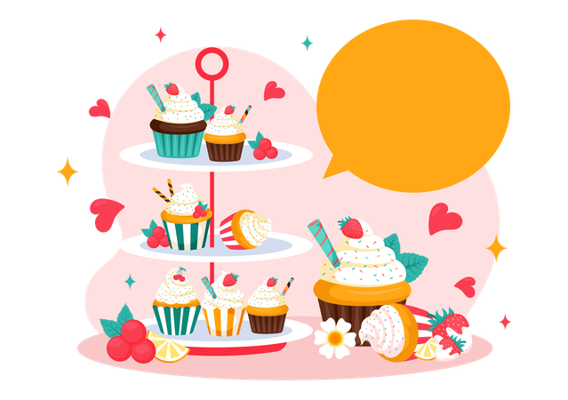 National Vanilla Cupcake Day  Illustration