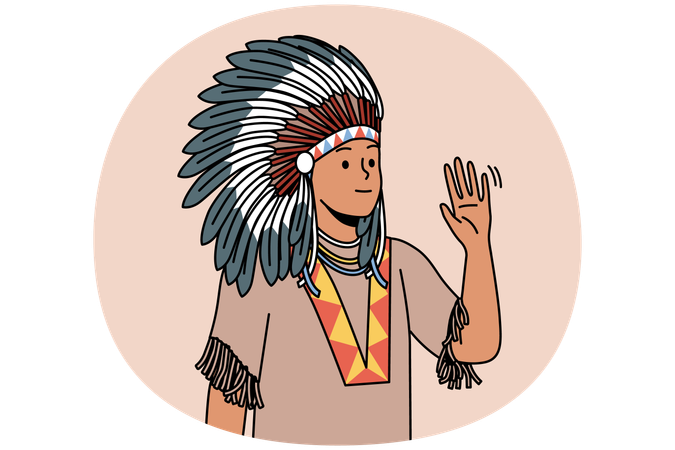 Native american man in costume  Illustration
